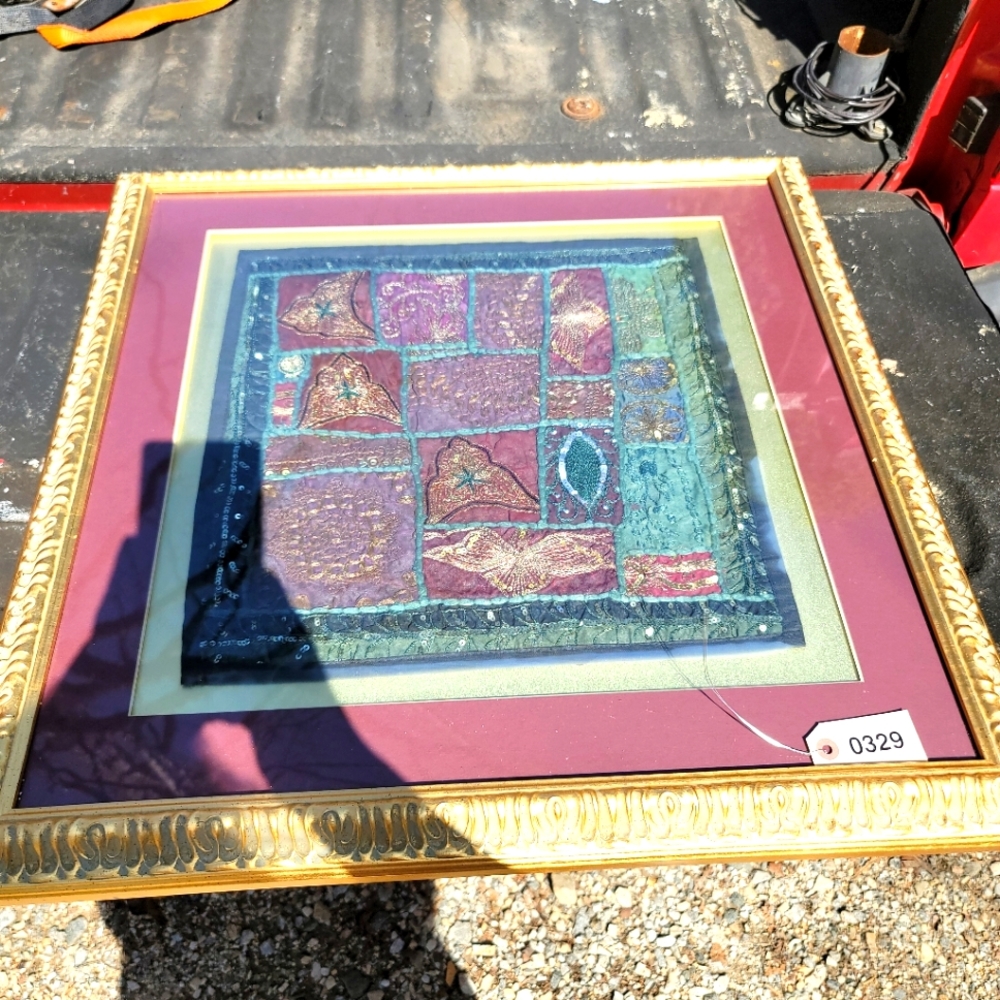 Embroidered Beaded Sequin Tapestry Art Decor Made in India beaded quilted square
